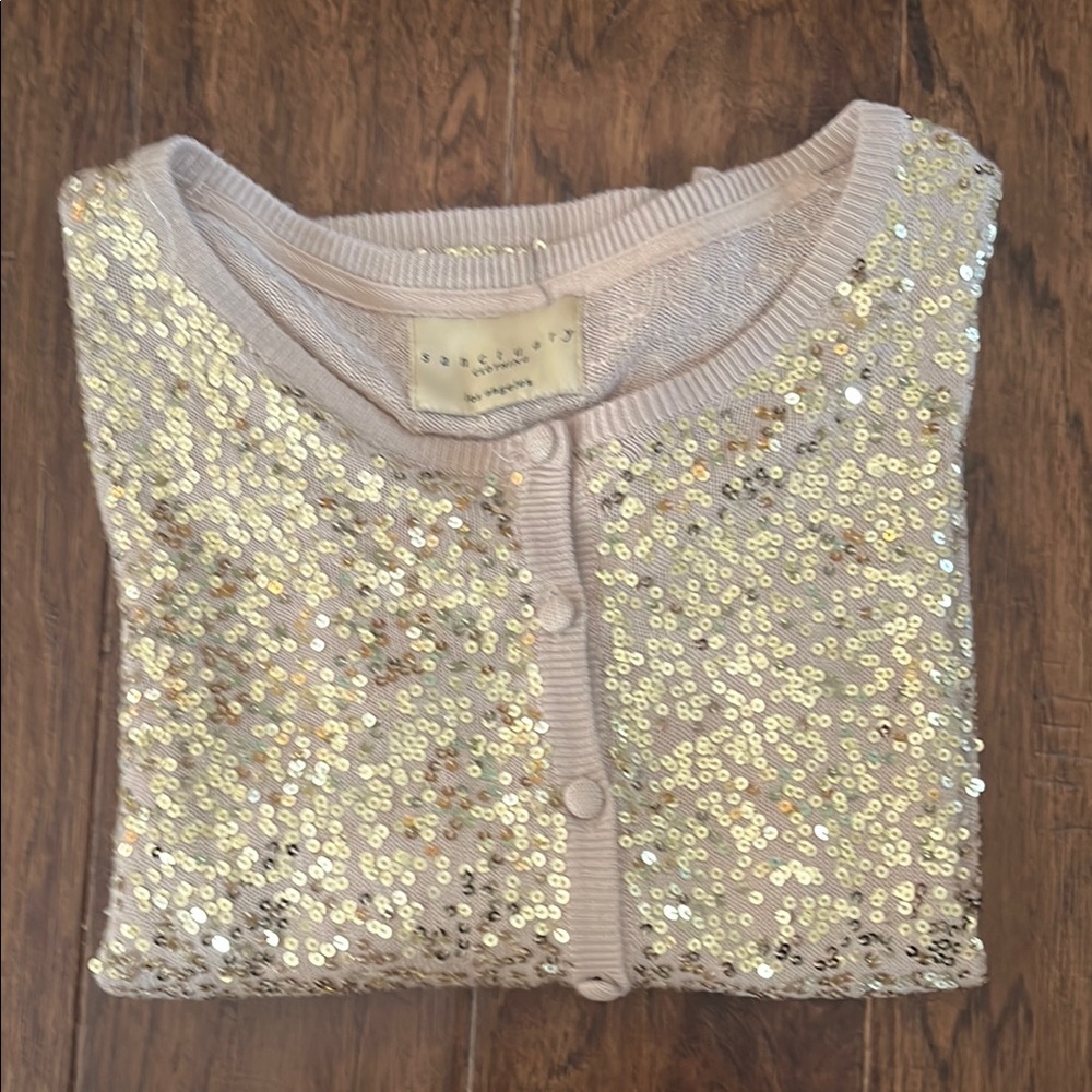 Sanctuary Gold Sweater with Intricate Design